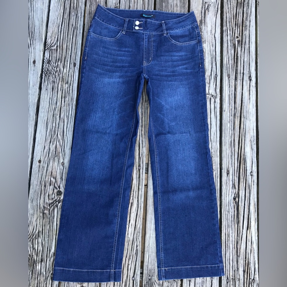 NEW Ladies XL MIDIROSS Dark Stretch Denim Trouser Wide Leg Jeans Pants